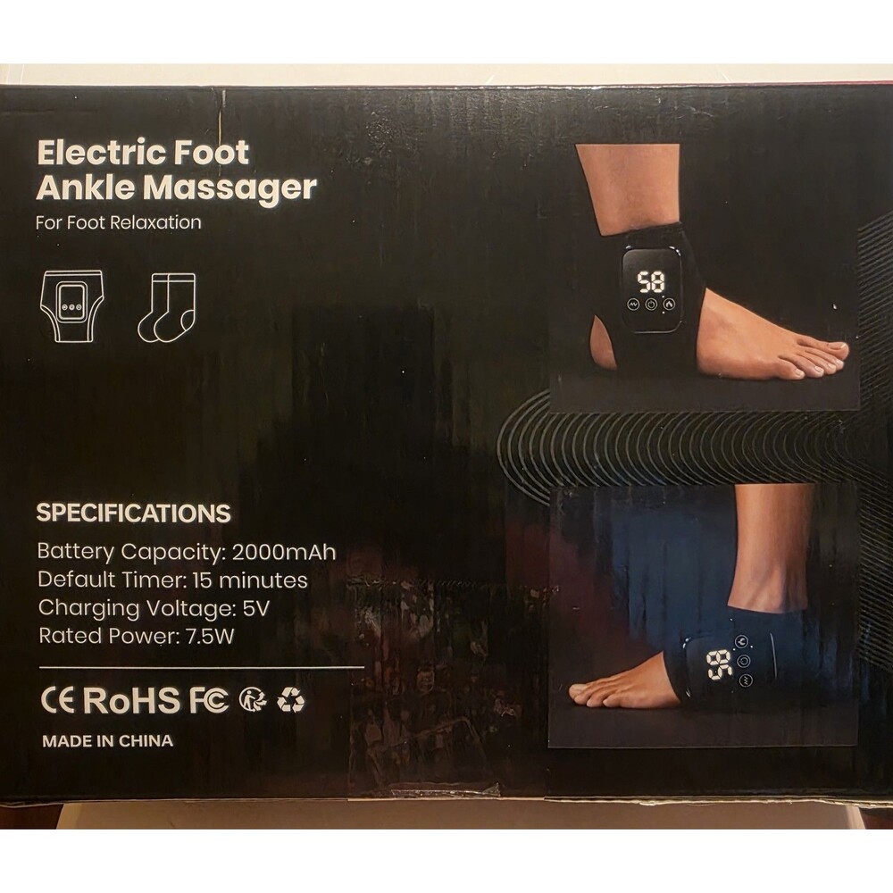 EURMASK Electric Foot Ankle Massager Soothing Heat Gentle Vibration w/Socks - Picture 2 of 6